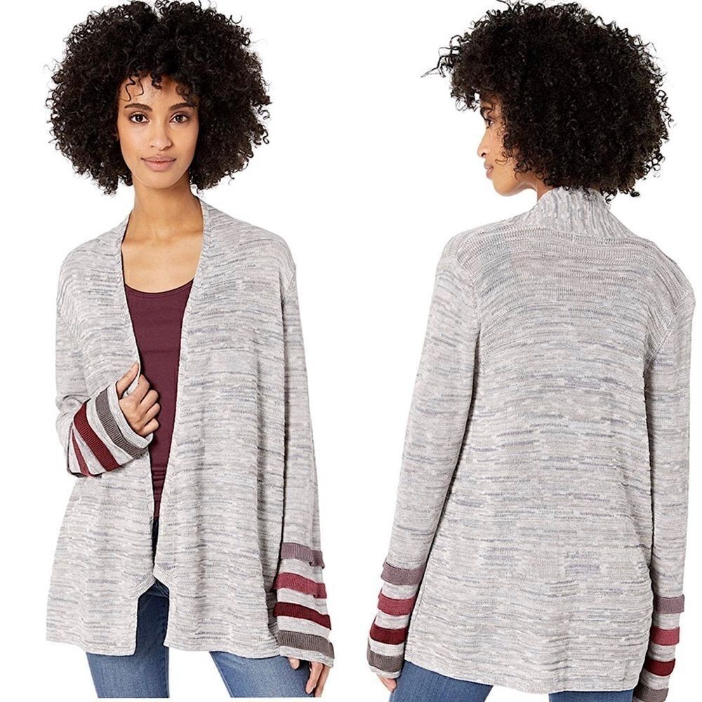 NIC + Zoe Ombré Cuff Gray Space Dye Cardigan Size S